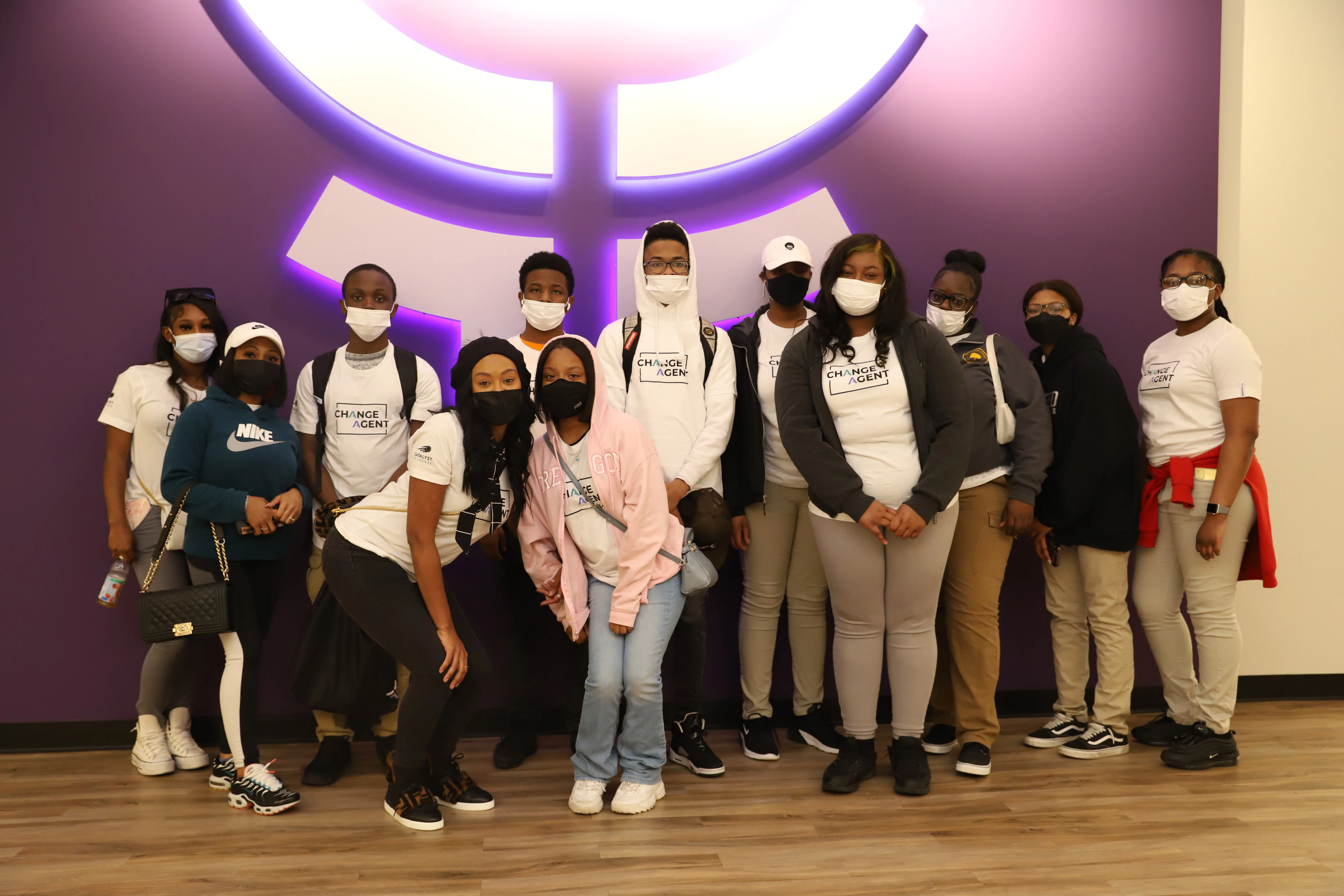 Youth visitors at Fearless office